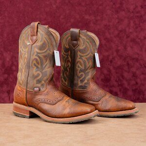 Double H Men Dosmestic ICE Broad Toe Brown Vamp Leather Work Boots sz 10.5